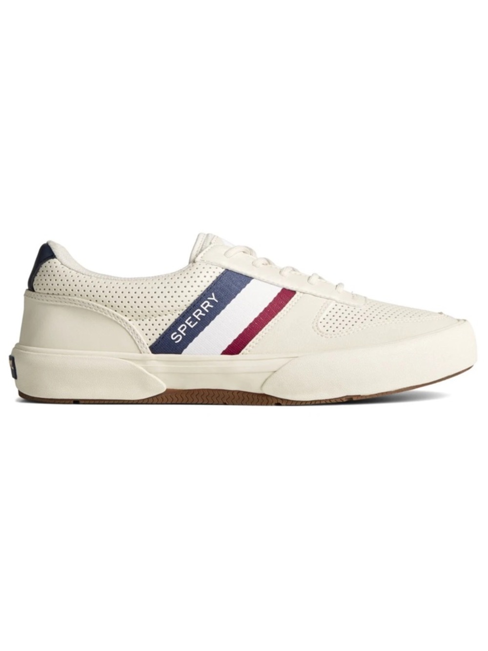 Sperry Halyard Retro Lace Up Mens 10 Off White Sneakers Casual Shoes Memory Foam